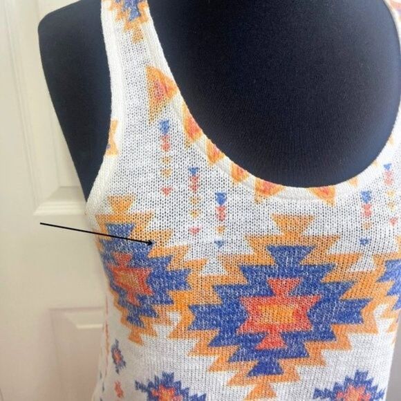 Women's Aztec Tribal Print Racerback Tank Top Blouse Size Medium - Picture 5 of 12